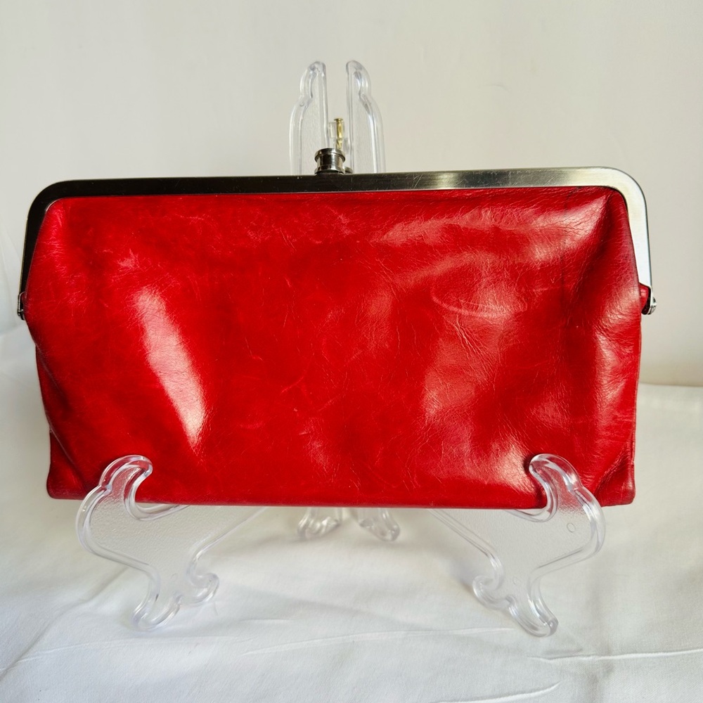 Hobo Lauren Clutch Wallet Red Rose Leather